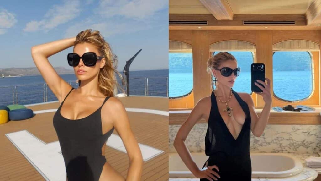Brooks Nader strips topless during yacht outing
